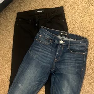 2 pair of skinny jeans in 6r from express black and blue